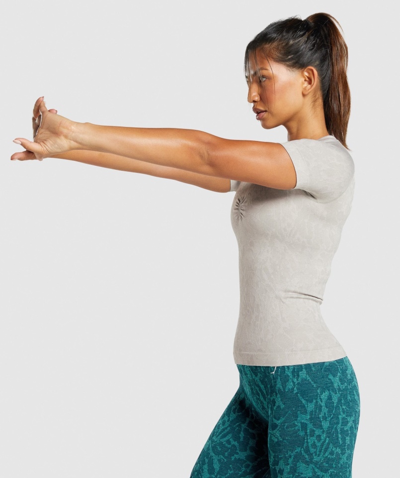 Adaptál állati Varrat Nélküli Póló Pillangószürke Gymshark