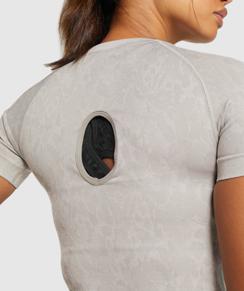 Adaptál állati Varrat Nélküli Póló Pillangószürke Gymshark