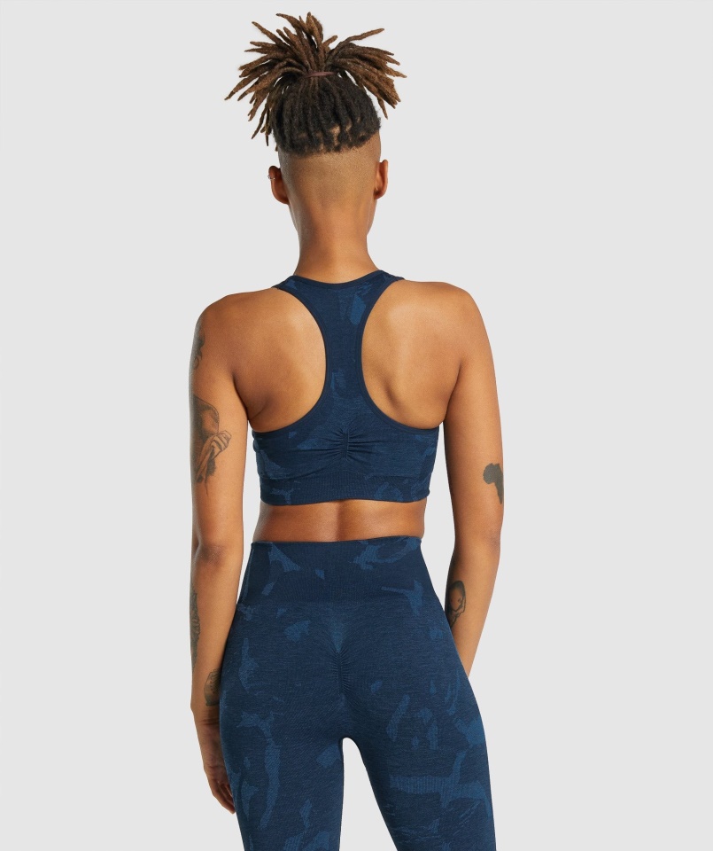 Adaptálható Camo Seamless Racer Back Sportmelltartó Szavanna-navy Gymshark