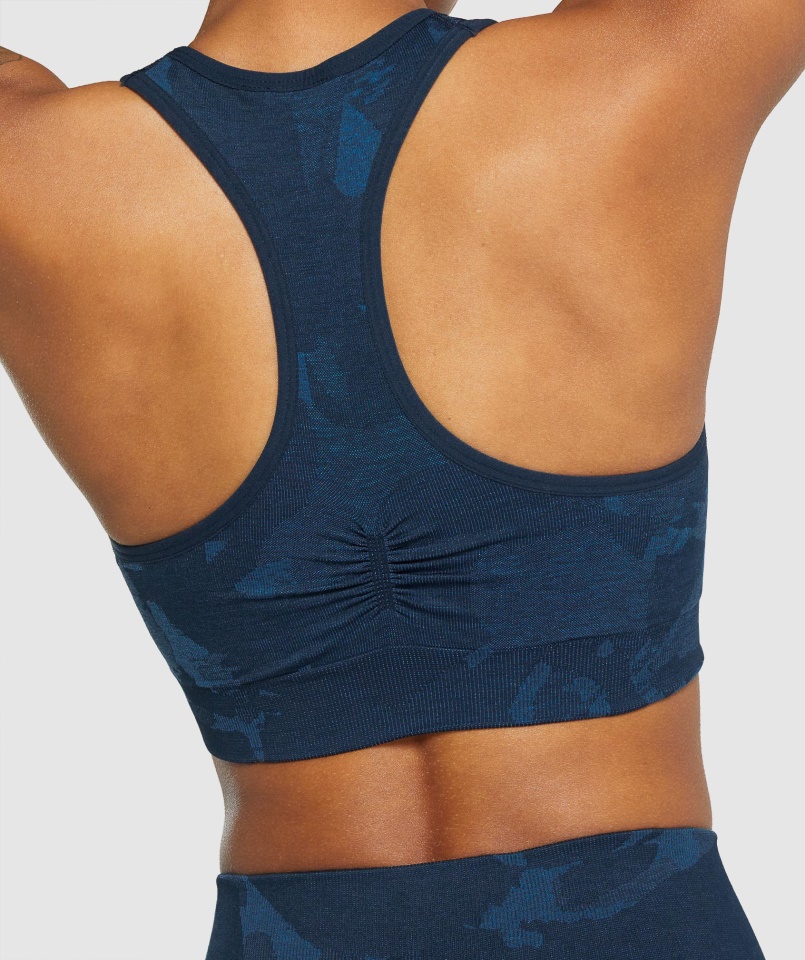 Adaptálható Camo Seamless Racer Back Sportmelltartó Szavanna-navy Gymshark