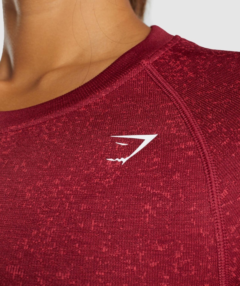 Adapt Fleck Varrat Nélküli Hosszú Ujjú Crop Top ásványi-bordó Gymshark