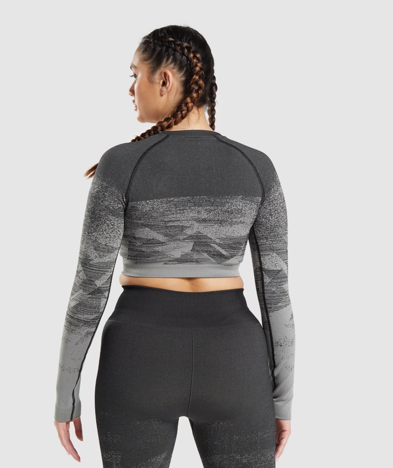 Adapt Ombre Crop Top Háromszög-fekete Gymshark