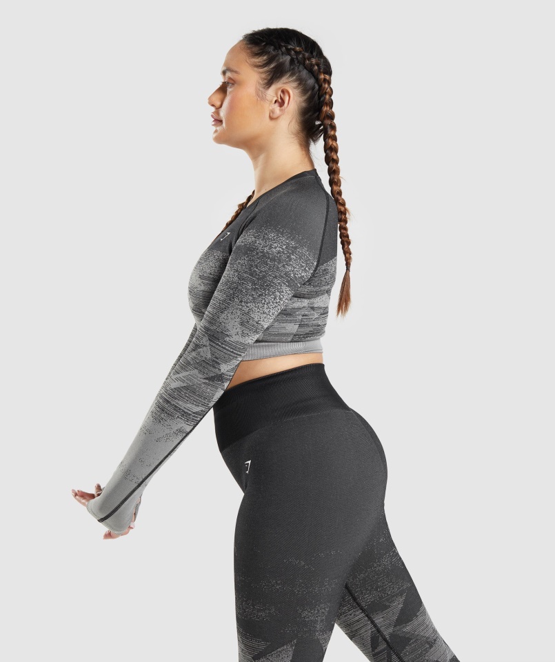 Adapt Ombre Crop Top Háromszög-fekete Gymshark