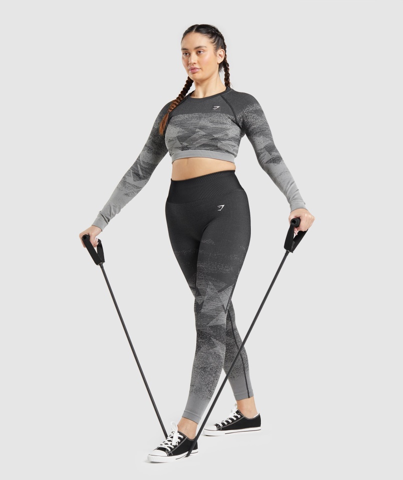 Adapt Ombre Crop Top Háromszög-fekete Gymshark