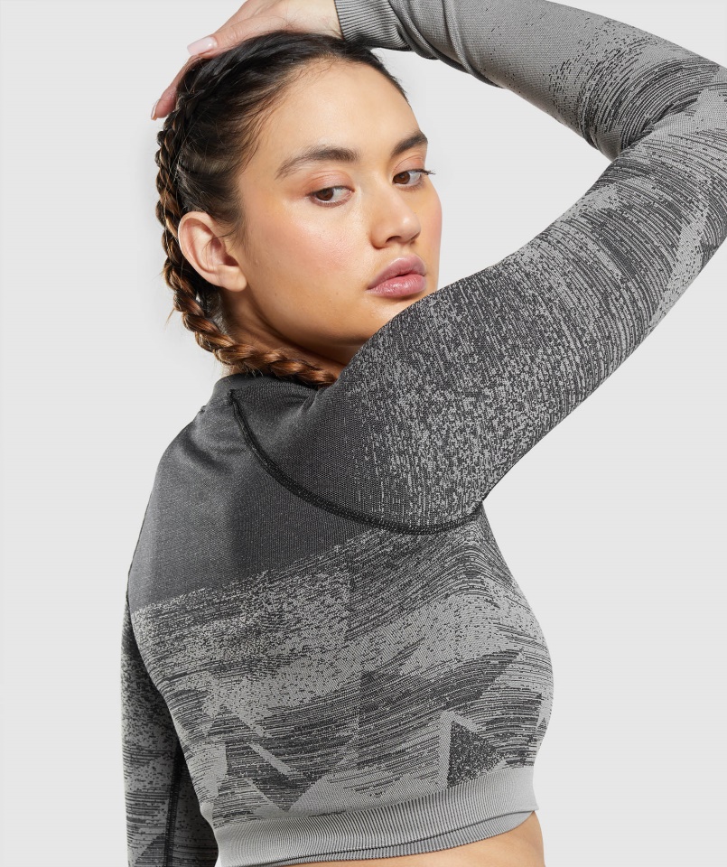 Adapt Ombre Crop Top Háromszög-fekete Gymshark