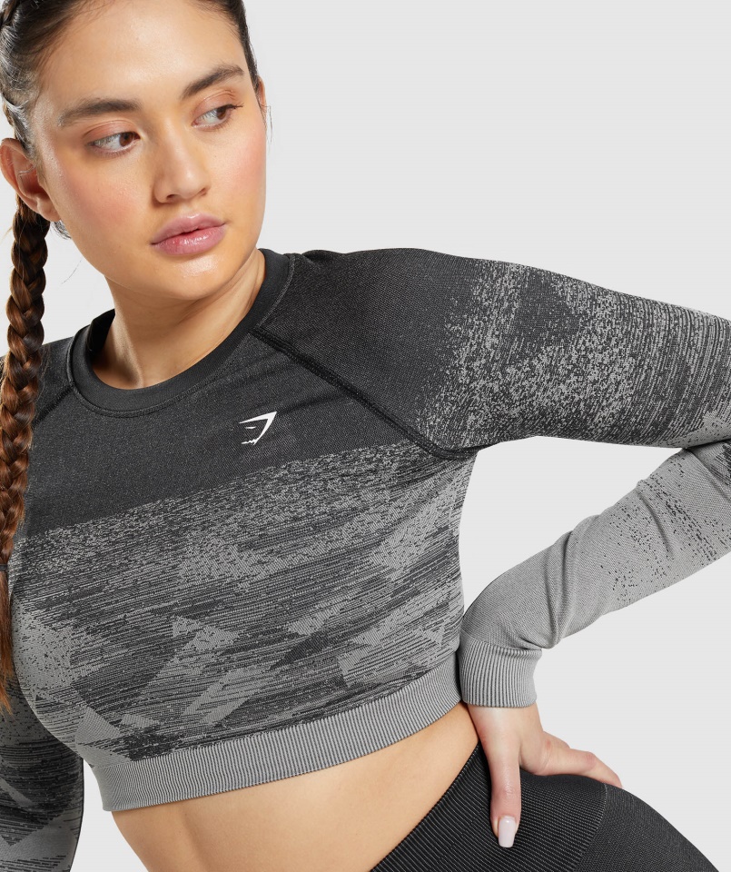 Adapt Ombre Crop Top Háromszög-fekete Gymshark