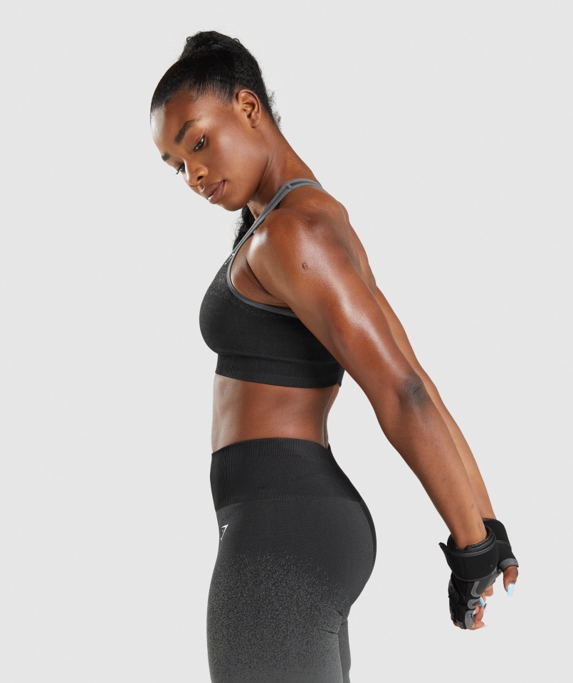 Adapt Ombre Varrat Nélküli Sportmelltartó Fekete-szürke Gymshark