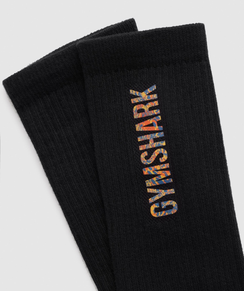 állatmintás Crew Zokni Fekete Gymshark