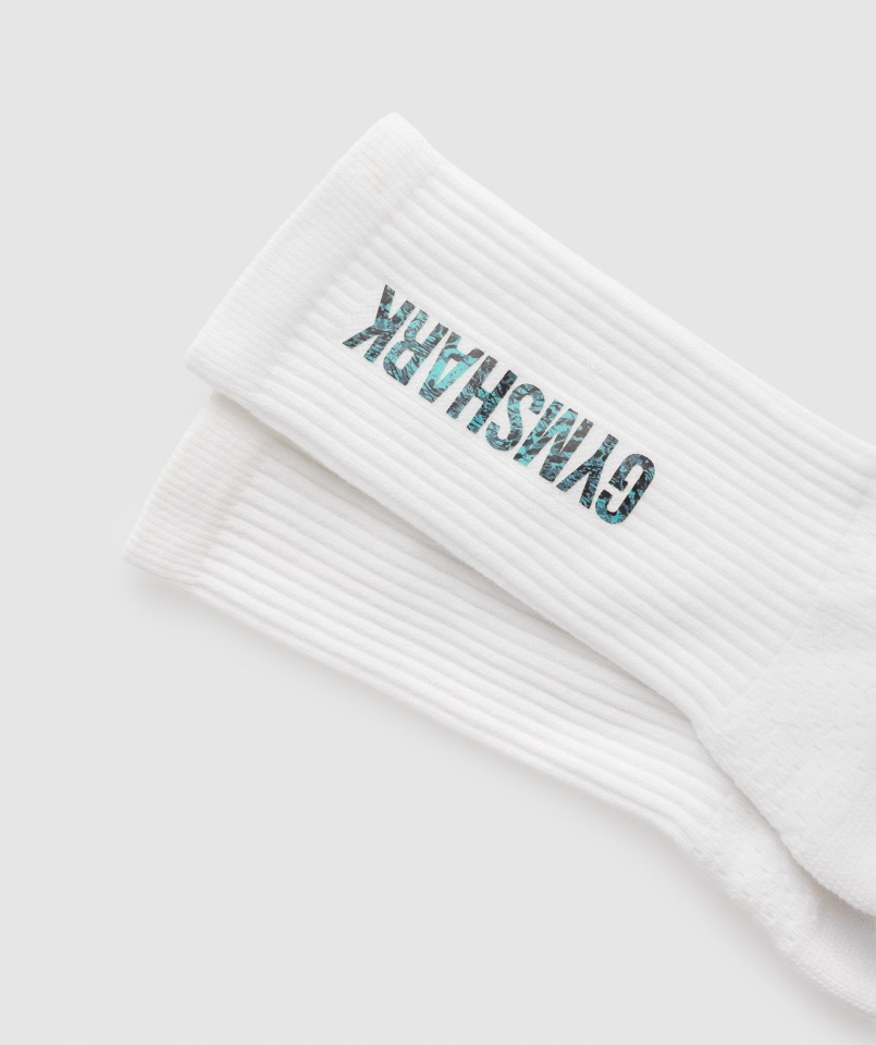 állat Nyomtatott Crew Zokni Fehér Gymshark