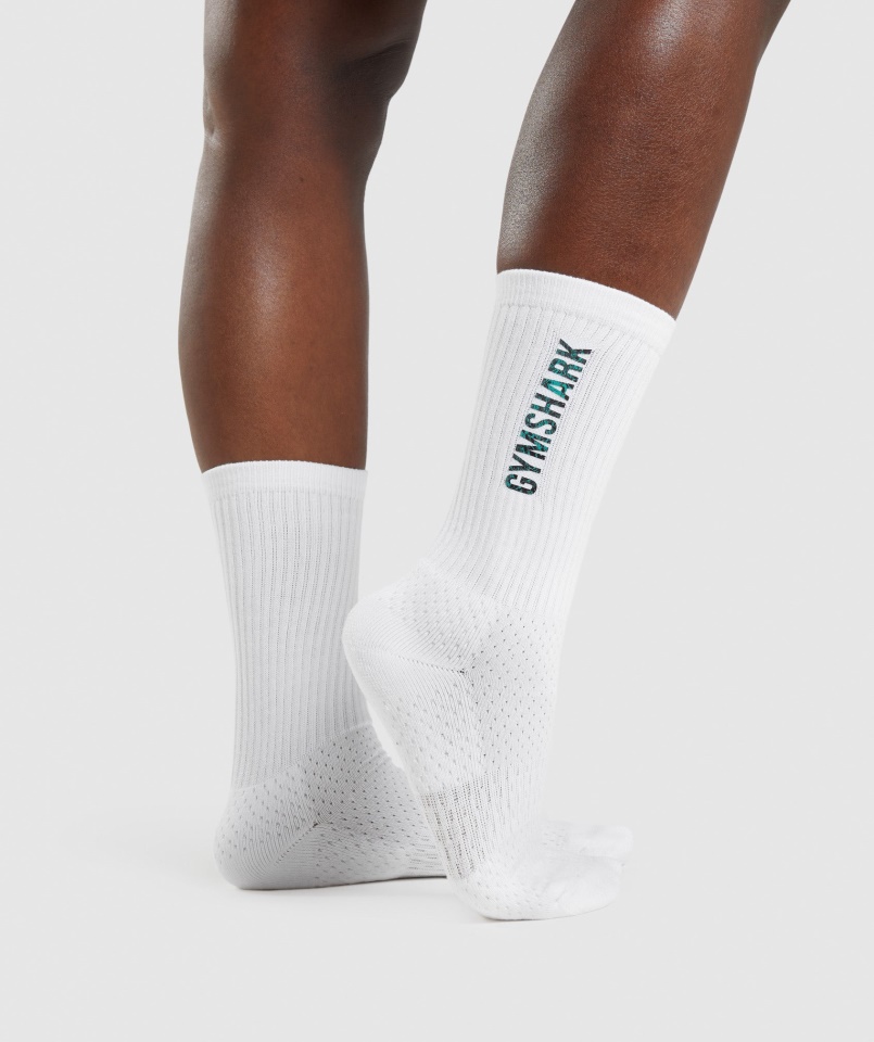 állat Nyomtatott Crew Zokni Fehér Gymshark