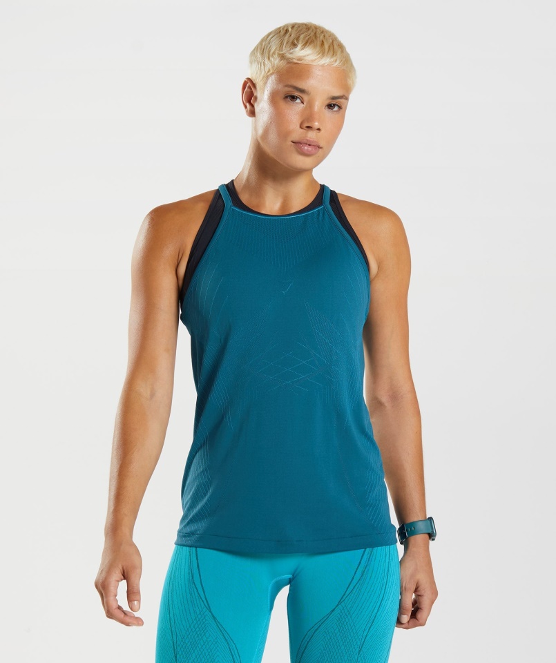 Csúcsa Seamless Tank Atlanti Kék-cápa Kék Gymshark