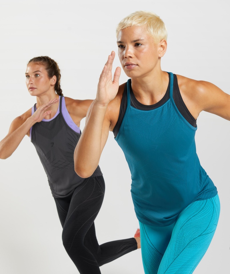 Csúcsa Seamless Tank Atlanti Kék-cápa Kék Gymshark