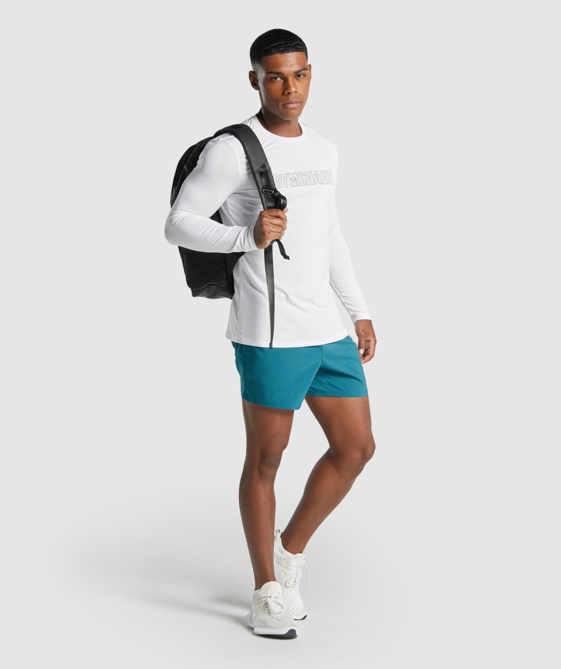 érkezés Hosszú Ujjú Grafikus Póló Fehér Gymshark