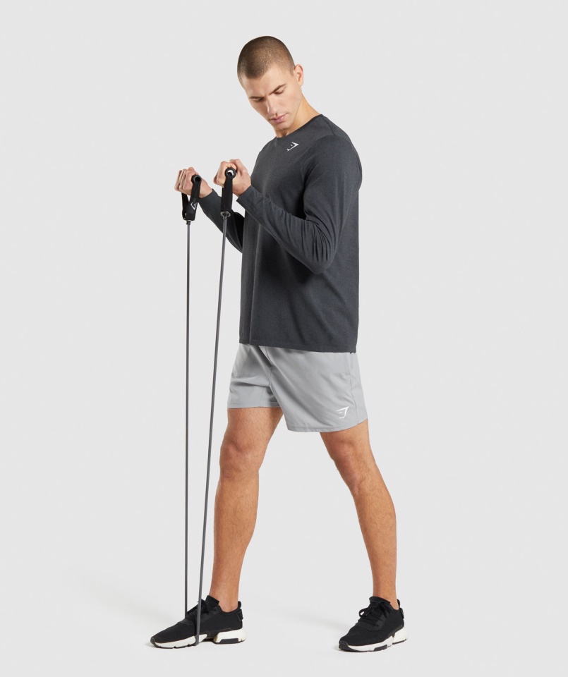 érkezés Varrat Nélküli Hosszú Ujjú Póló Fekete Márga Gymshark