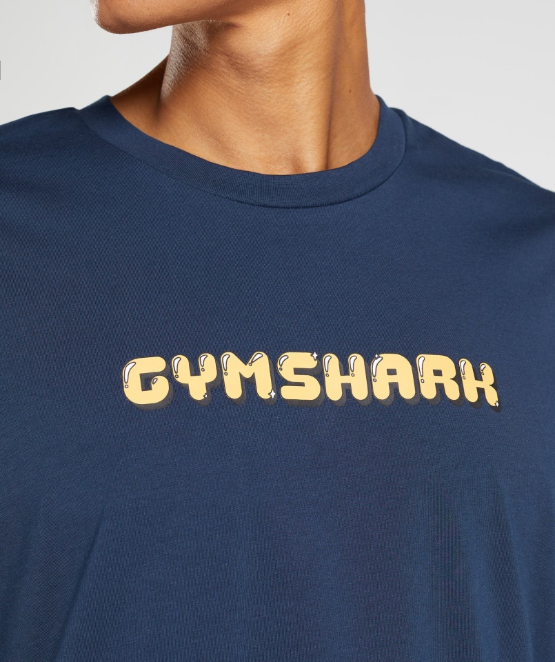 Buborékmintás Túlméretezett Póló Navy Gymshark