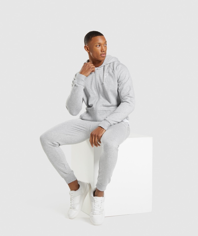 Címeres Cipzáras Kapucnis Kapucnis Világosszürke Mag Márga Gymshark