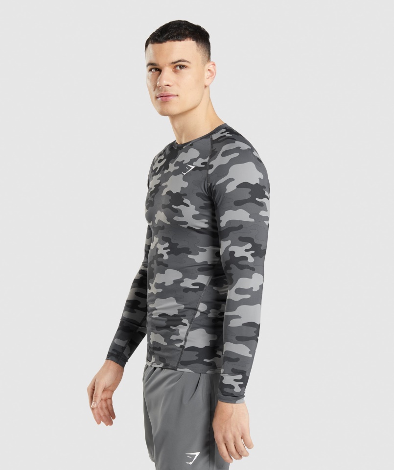 Elem Baselayer Hosszú Ujjú Felső Szürke Mintás Gymshark