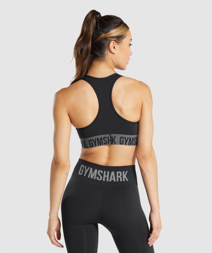 Illeszkedik Varrat Nélküli Sportmelltartó Fekete Gymshark