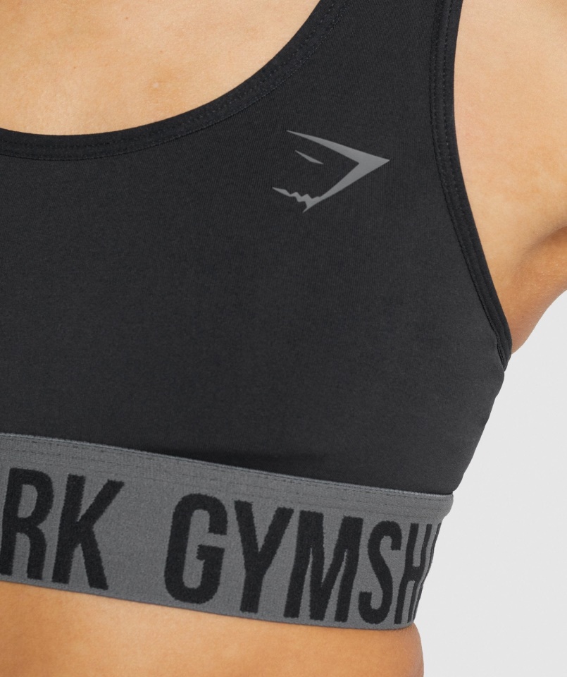 Illeszkedik Varrat Nélküli Sportmelltartó Fekete Gymshark