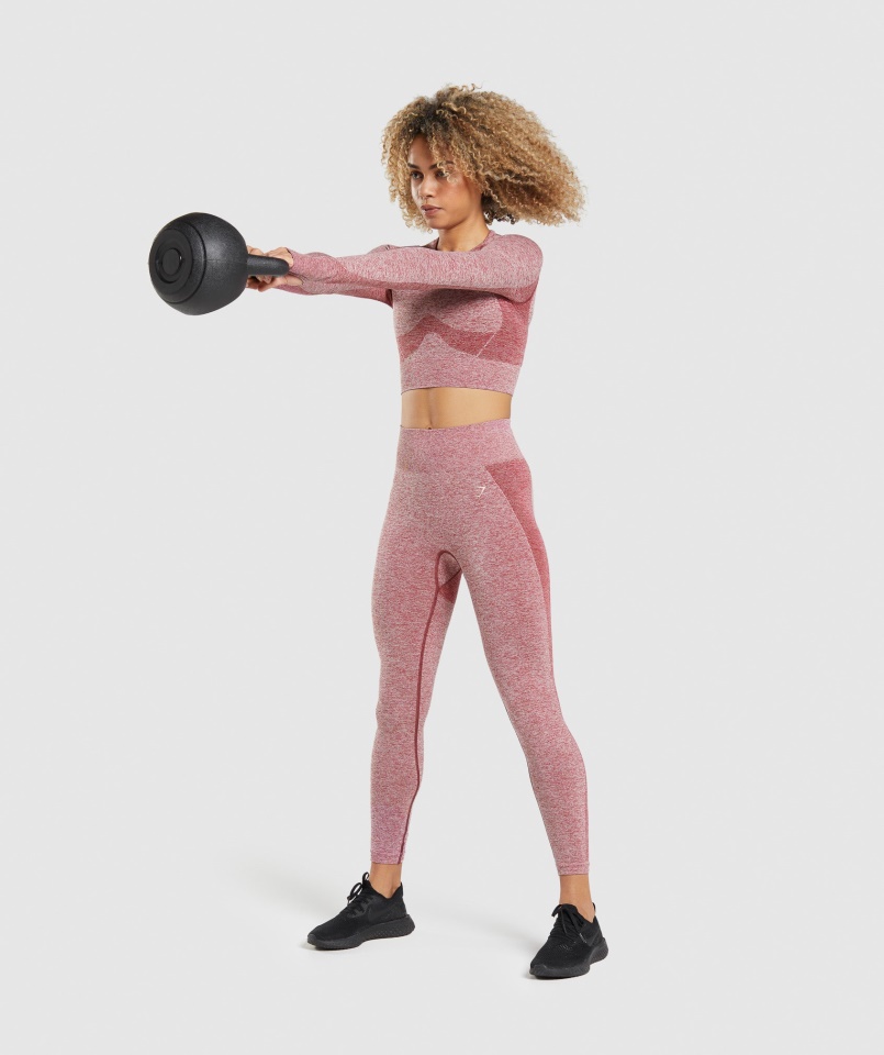 Flex Sport Hosszú Ujjú Crop Top Bordó Márga Gymshark