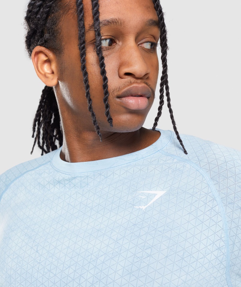 Geo Varrat Nélküli Hosszú Ujjú Póló Fehér-holdkő Kék Gymshark