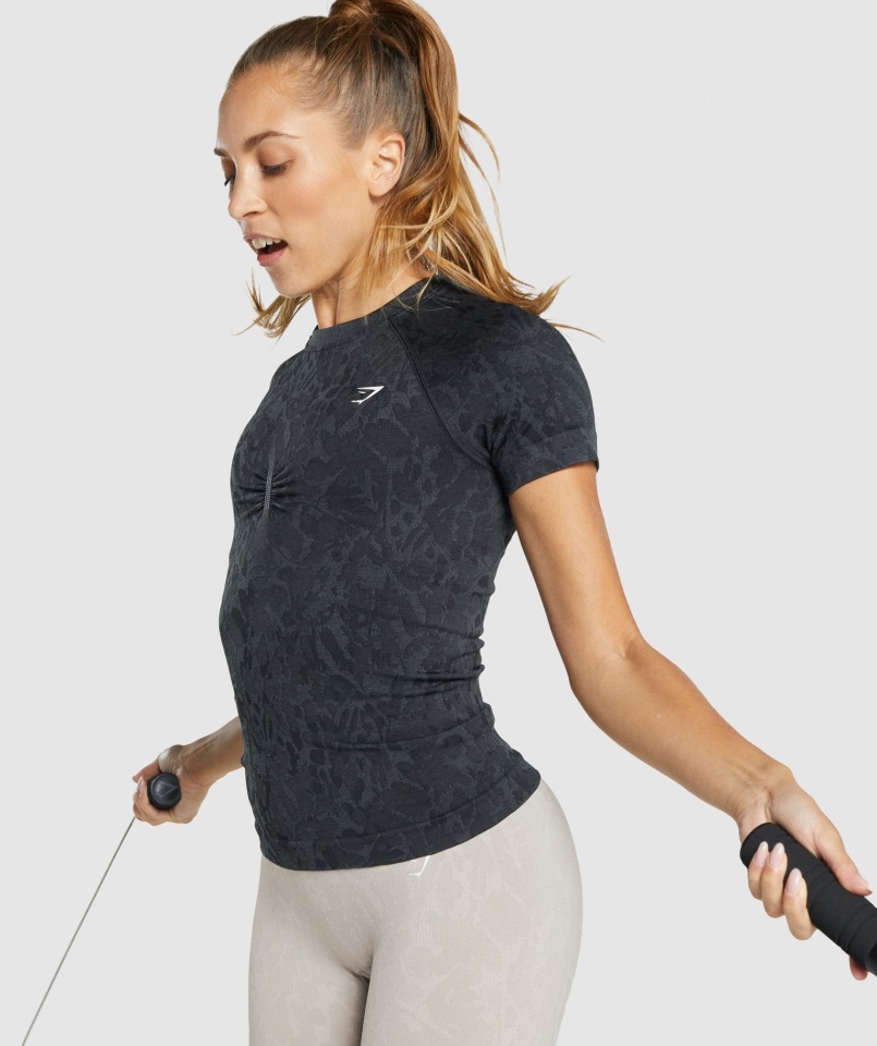 Gymshark Adapt állat Varrat Nélküli Póló Pillangó-fekete