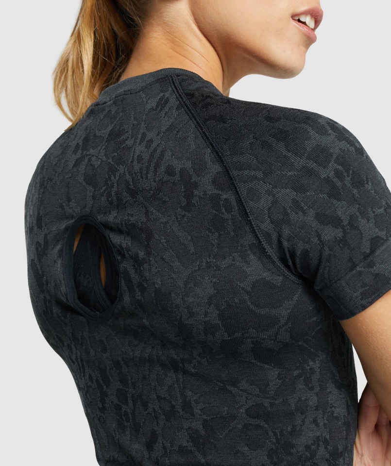 Gymshark Adapt állat Varrat Nélküli Póló Pillangó-fekete