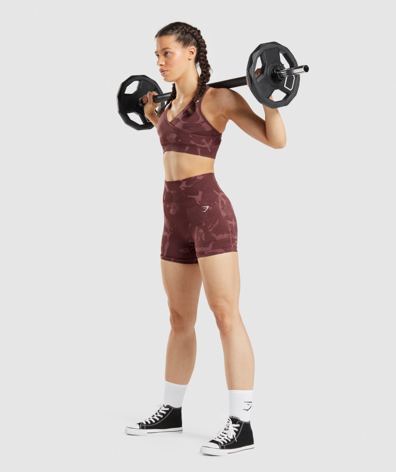 Gymshark Adapt Camo Varrat Nélküli Rövidnadrág Szavanna-cseresznyebarna