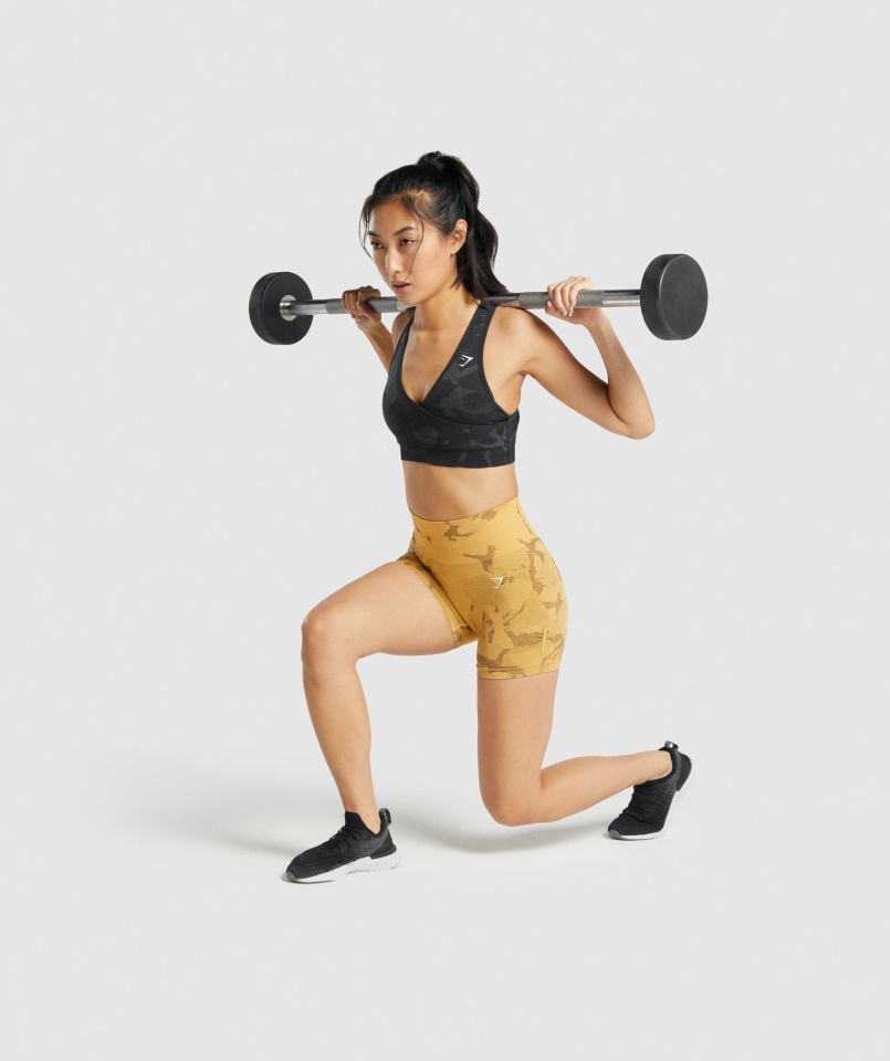 Gymshark Adapt Camo Varrat Nélküli Sportmelltartó Szavanna-fekete