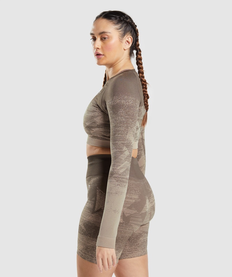 Gymshark Adapt Ombre Crop Top Háromszög-penny Barna