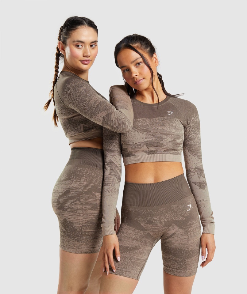 Gymshark Adapt Ombre Crop Top Háromszög-penny Barna