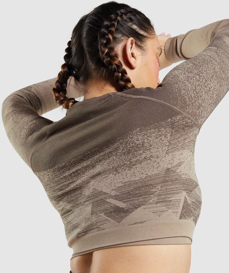 Gymshark Adapt Ombre Crop Top Háromszög-penny Barna