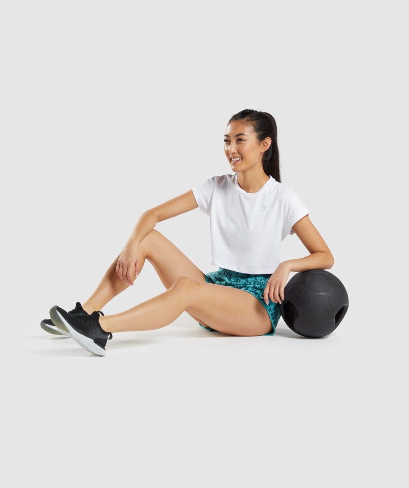 Gymshark állat Grafikus Crop Póló Fehér