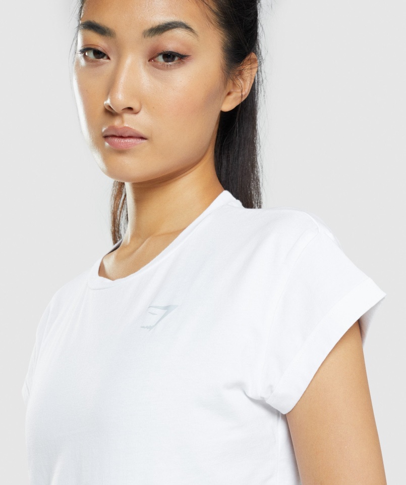 Gymshark állat Grafikus Crop Póló Fehér