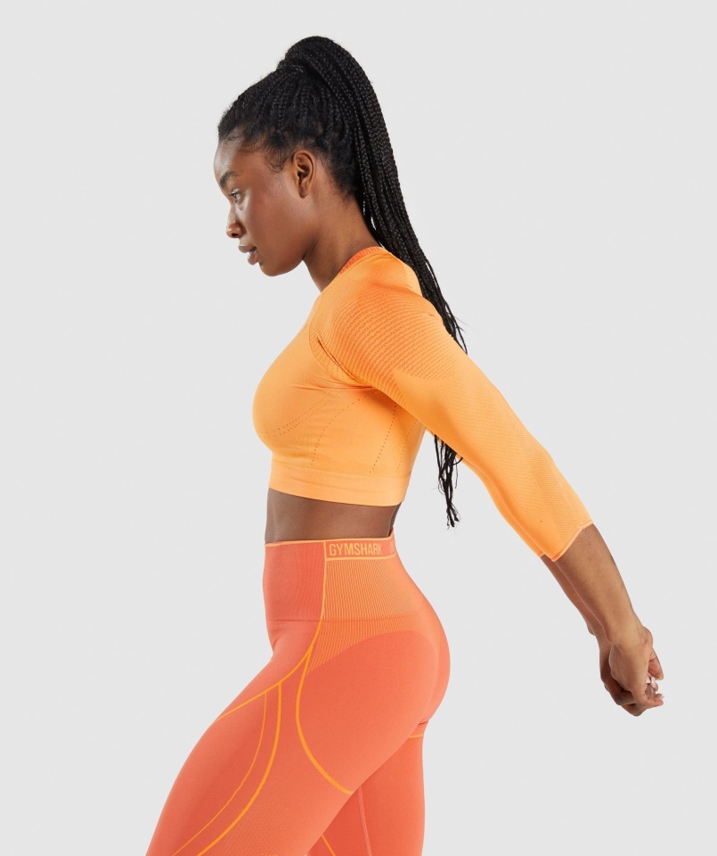 Gymshark Apex Seamless Crop Top Sárgabarack Narancs-papaya Narancs