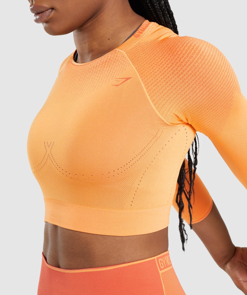 Gymshark Apex Seamless Crop Top Sárgabarack Narancs-papaya Narancs