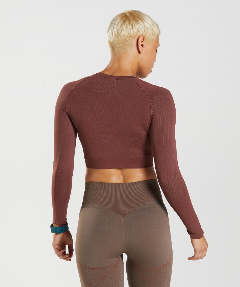Gymshark Apex Seamless Crop Top Cseresznyebarna-trüffelbarna