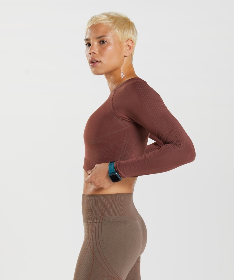 Gymshark Apex Seamless Crop Top Cseresznyebarna-trüffelbarna