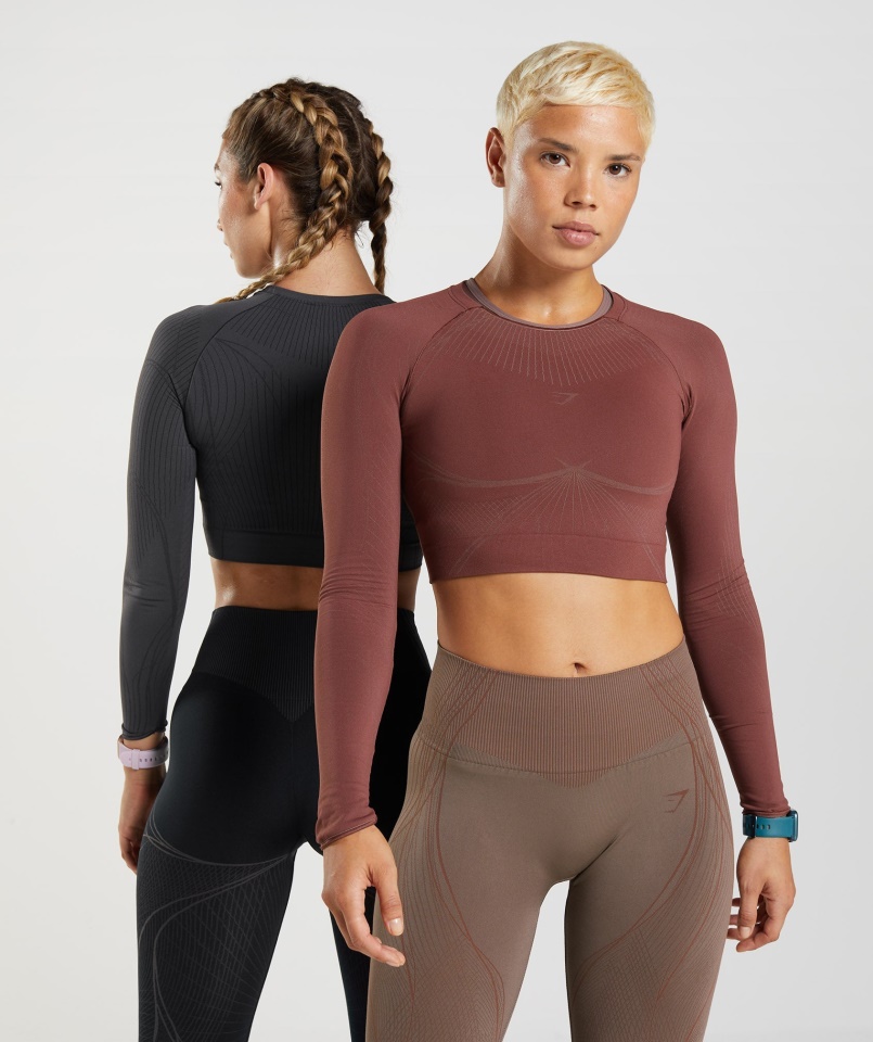 Gymshark Apex Seamless Crop Top Cseresznyebarna-trüffelbarna