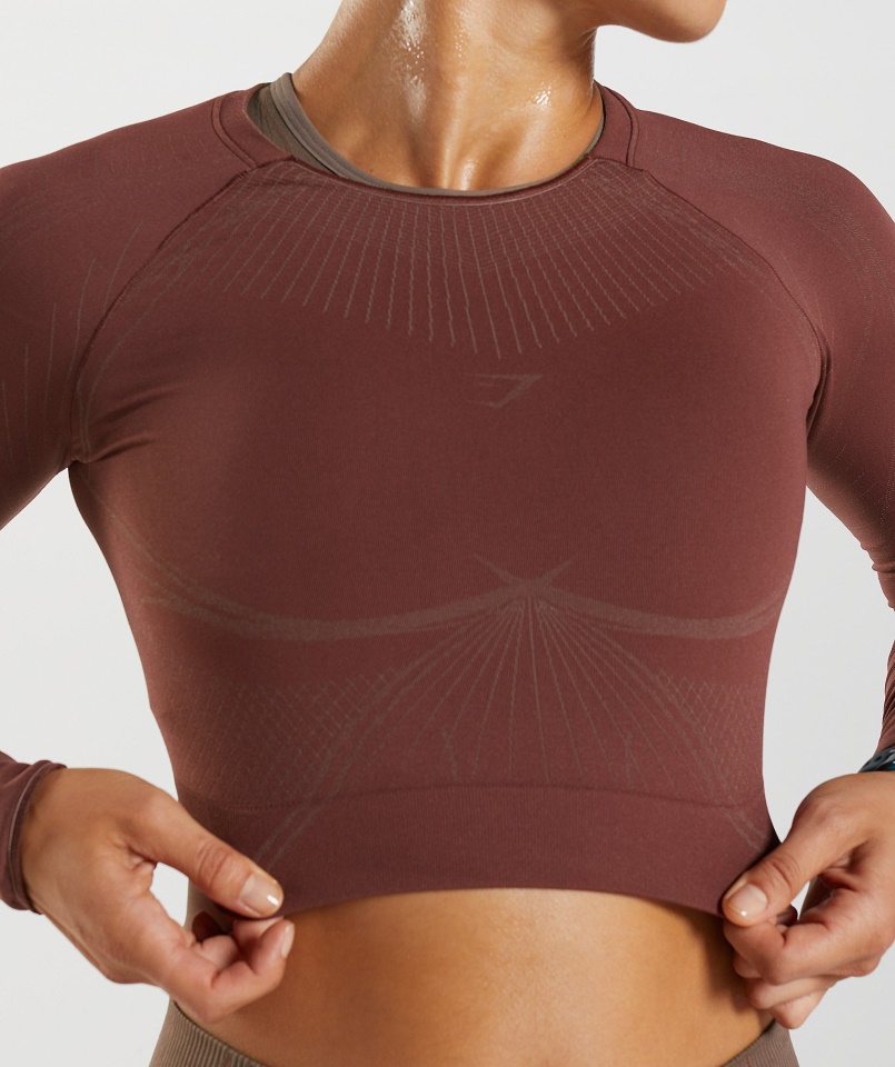 Gymshark Apex Seamless Crop Top Cseresznyebarna-trüffelbarna