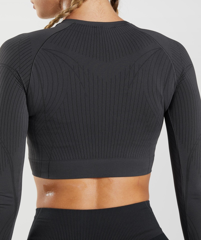 Gymshark Apex Seamless Crop Top Onyx Szürke-fekete