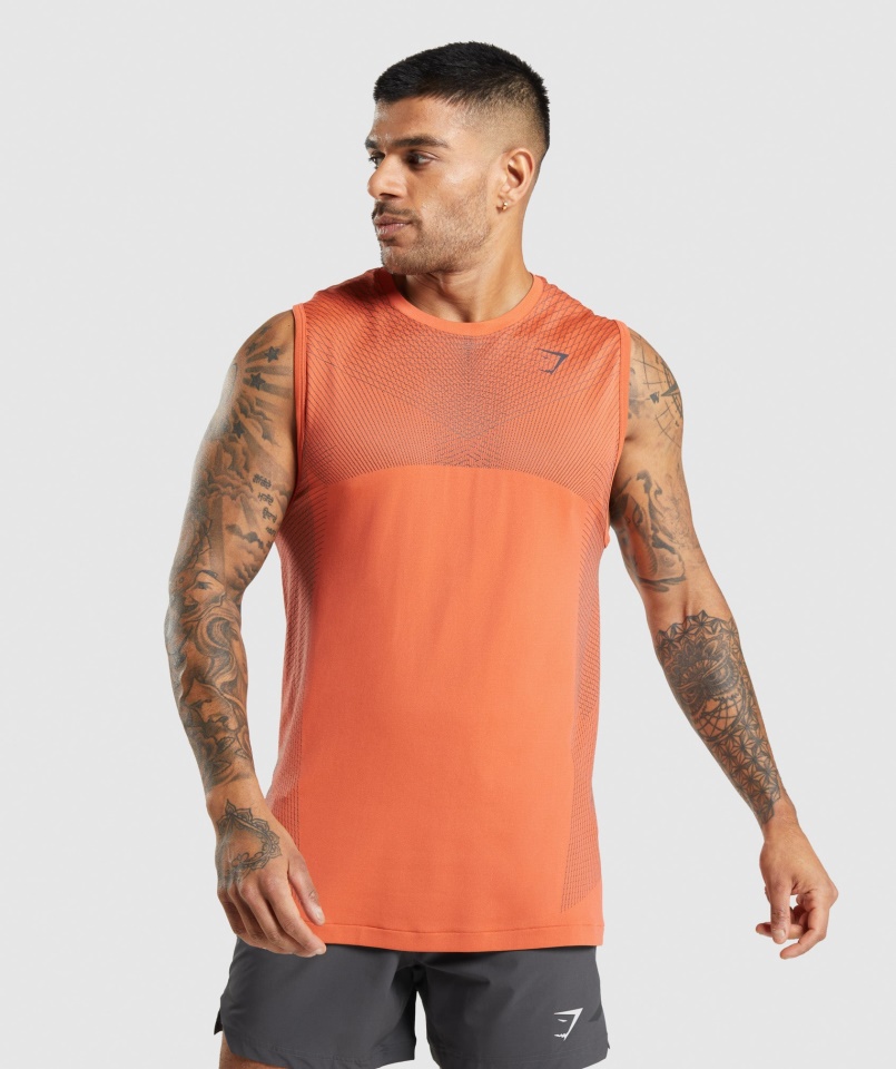 Gymshark Apex Seamless Tank Papaya Narancs-onix Szürke
