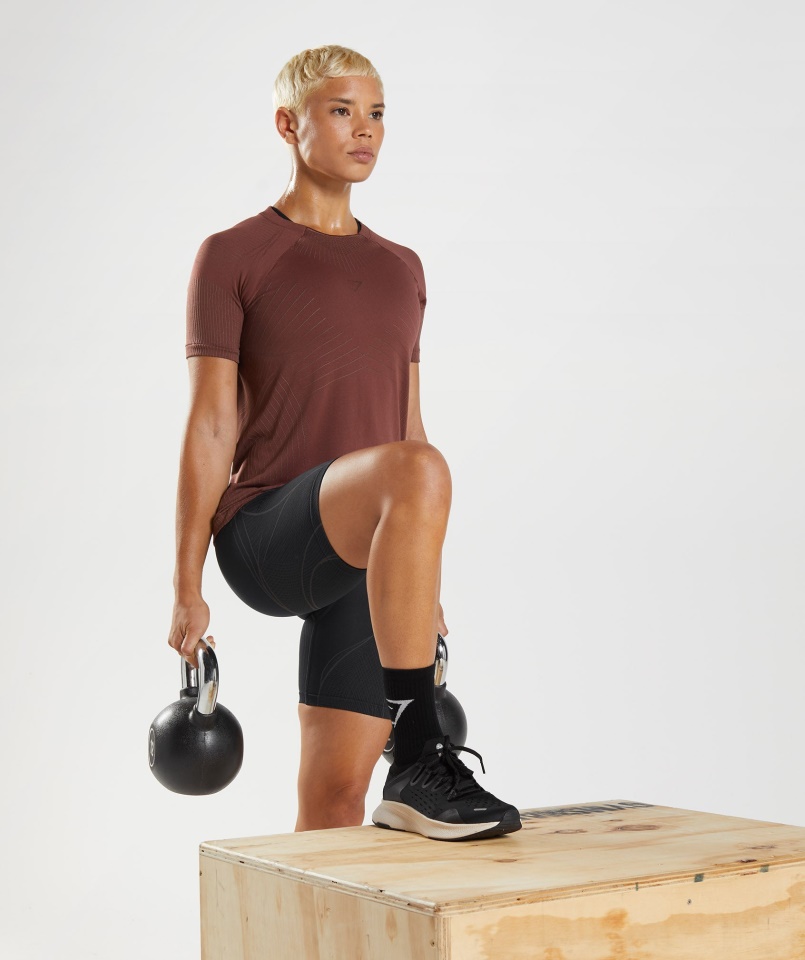 Gymshark Apex Varrat Nélküli Felső Cseresznyebarna-trüffelbarna