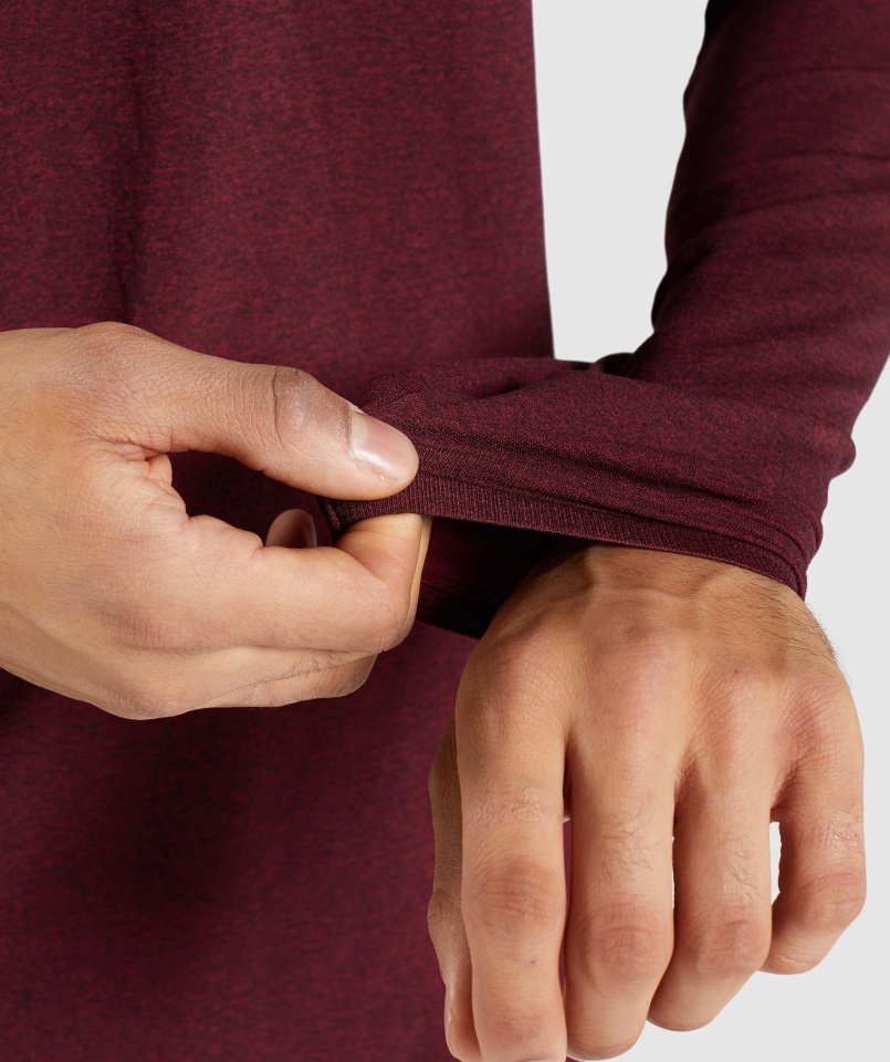 Gymshark érkezés Varrat Nélküli Hosszú Ujjú Póló Bordó Vörös Márga