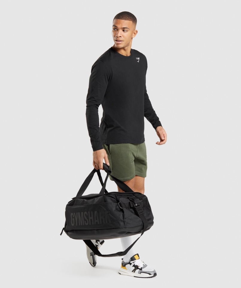 Gymshark Fekete Címeres Hosszú Ujjú Póló