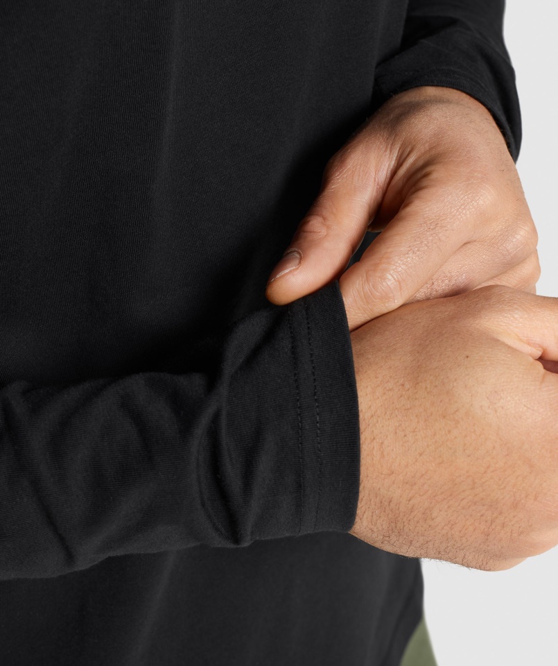 Gymshark Fekete Címeres Hosszú Ujjú Póló