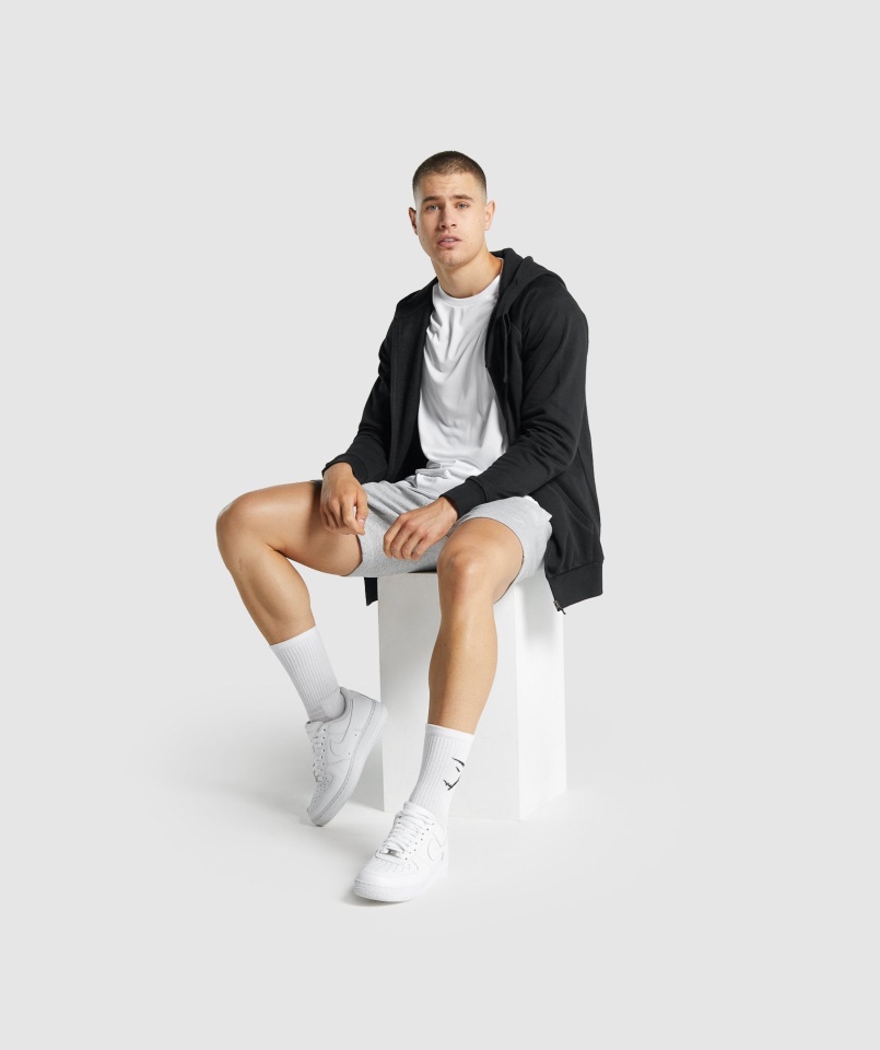 Gymshark Fekete Címeres Cipzáras Kapucnis Pulcsi