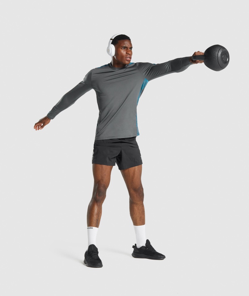 Gymshark Fekete Grafikus Sport Rövidnadrág