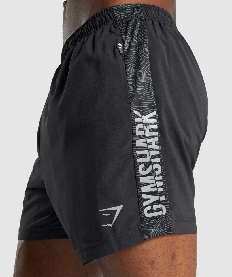 Gymshark Fekete Grafikus Sport Rövidnadrág