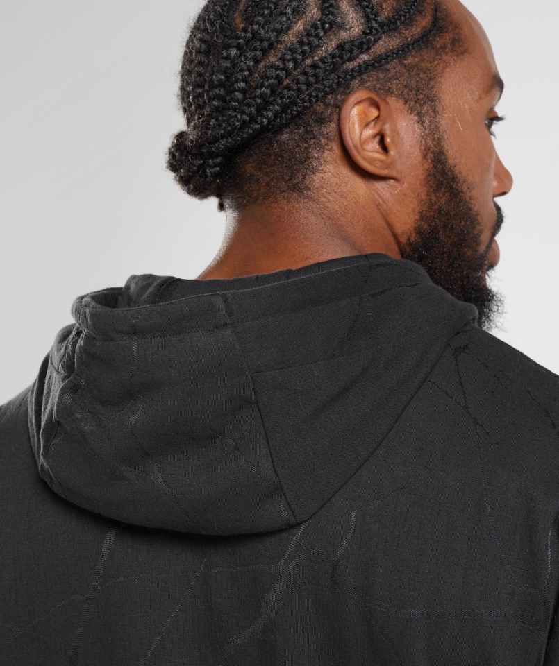 Gymshark Fekete Nyomtatású, Cipzáras Kapucnis Pulcsi